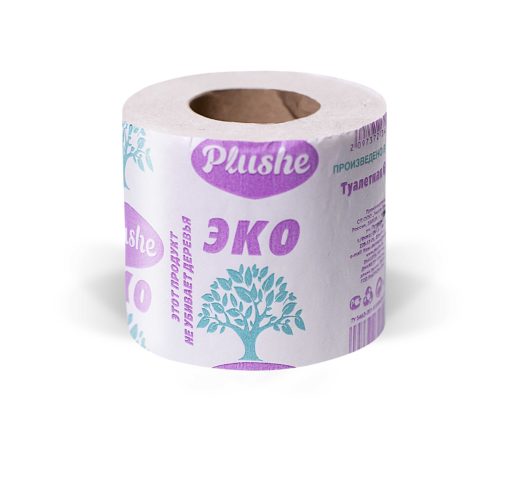 Туалетная бумага EcoPlushe (115 гр), 35 метров, 1 слойная серая,втулка,30 шт/упак 1сл.
