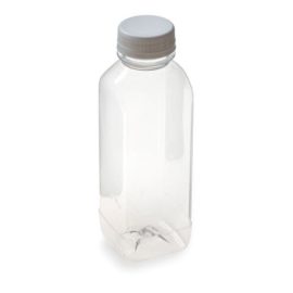 ПЭТ бутылка прозрачн., 0,5 л , широкое горло,квадратная+крышка (черная)  уп/100шт
