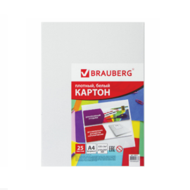 Картон белый А4 МЕЛОВАННЫЙ (глянцевый), 25 листов, BRAUBERG, 210х297 мм, 124021